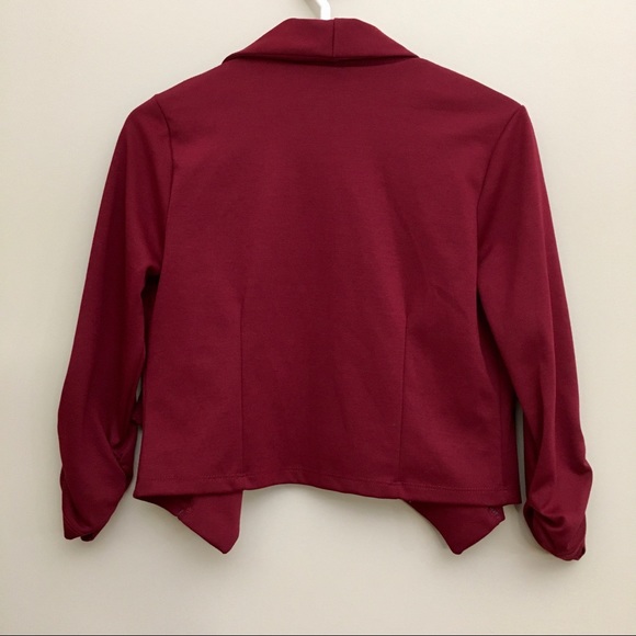 SUZY SHIER Red Cropped Open Front Blazer Jacket - Picture 2 of 6